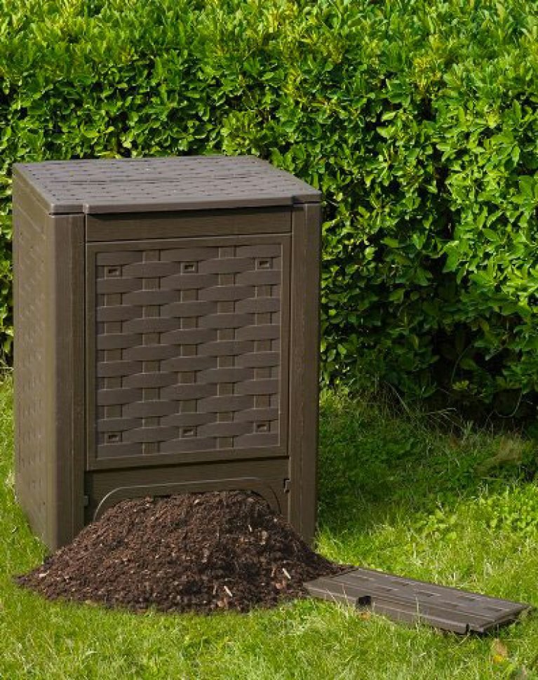 Compostiera Outsunny 300L - Plastica Nera, Con Coperchio, 48 Prese Aria, Per Giardino - Foto 11